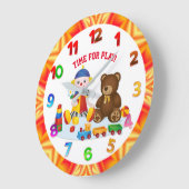 Farbenfrohe Rag-Puppe und Teddy-Kinderzimmer Große Wanduhr (Winkel)