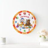 Farbenfrohe Rag-Puppe und Teddy-Kinderzimmer Große Wanduhr (Zuhause)