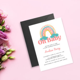 Farbenfrohe Rainbow Baby-Dusche Einladung