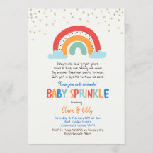 Farbenfrohe Rainbow Baby Sprinkle Einladung