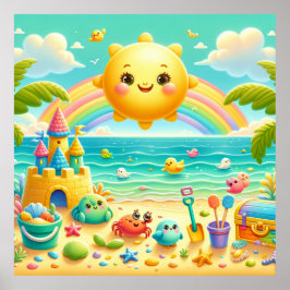 Farbenfrohe Rainbow Beach Kinderzimmer Poster
