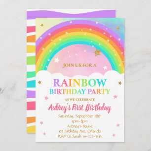 Farbenfrohe Rainbow Birthday Party Einladung