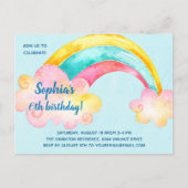 Farbenfrohe Rainbow Birthday Party Einladung Postkarte (Vorderseite)