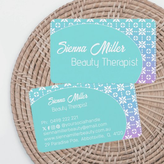 Farbenfrohe Rainbow-Blume Muster Personalisiert Visitenkarte