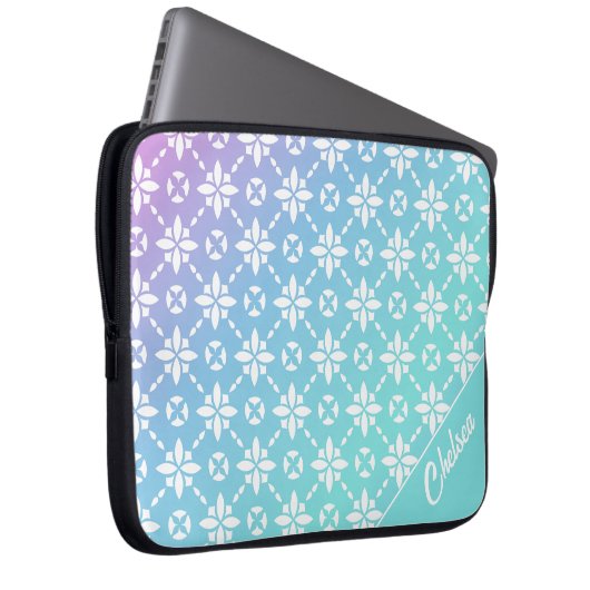 Farbenfrohe Rainbow-Blume Muster Personalisierter  Laptopschutzhülle (Vorne Rechts)