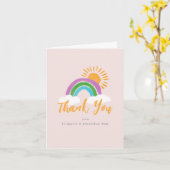 Farbenfrohe Rainbow Boho Baby Dusche Vielen Dank Karte (Gelbe Blume)