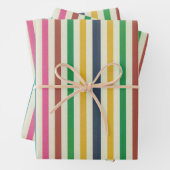 Farbenfrohe Rainbow-Button Streifen Einfach gestre Geschenkpapier Set (Beispiel)