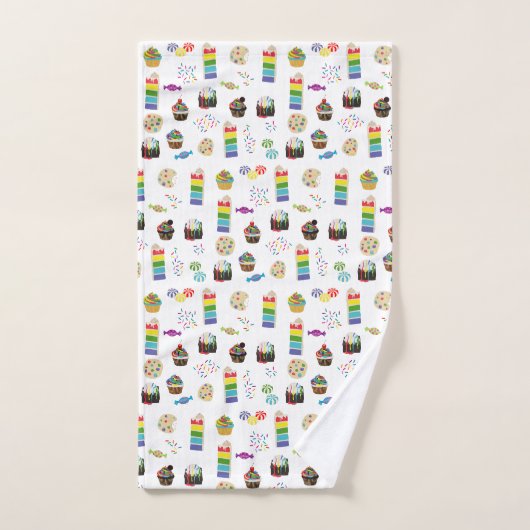 Farbenfrohe Rainbow Cake Desserts & Sprinkles Must Badhandtuch Set (Handtuch)