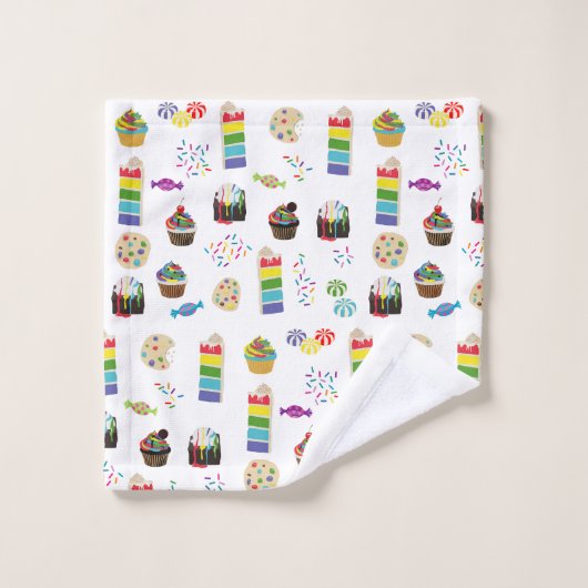 Farbenfrohe Rainbow Cake Desserts & Sprinkles Must Badhandtuch Set (Waschlappen)