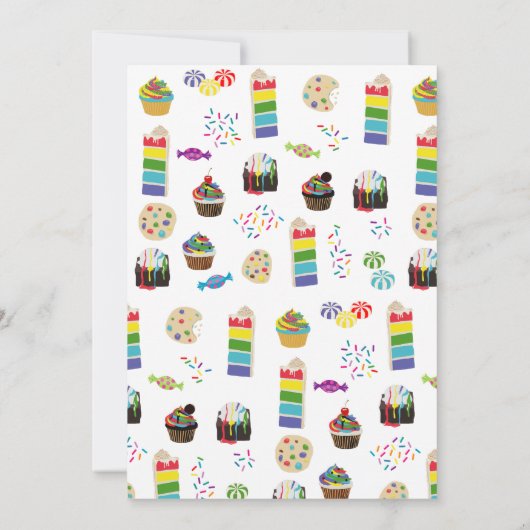 Farbenfrohe Rainbow Cake Desserts & Sprinkles Must Dankeskarte (Rückseite)