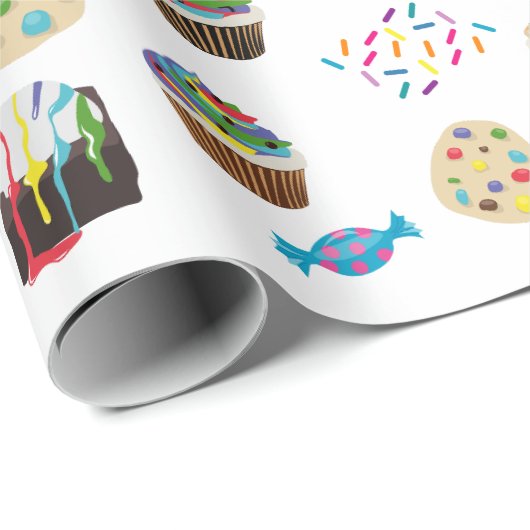Farbenfrohe Rainbow Cake Desserts & Sprinkles Must Geschenkpapier (Rolleneckpunkt)
