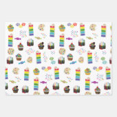 Farbenfrohe Rainbow Cake Desserts & Sprinkles Must Geschenkpapier Set (Vorderseite)