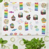 Farbenfrohe Rainbow Cake Desserts & Sprinkles Must Geschirrtuch (Gefaltet)