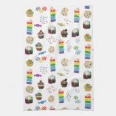 Farbenfrohe Rainbow Cake Desserts & Sprinkles Must Geschirrtuch (Vertikal)