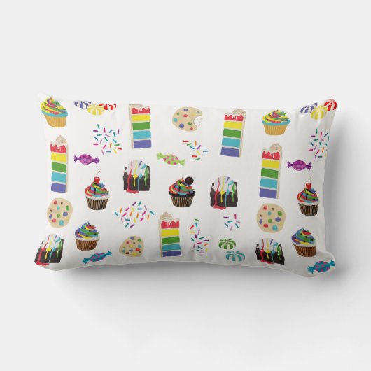 Farbenfrohe Rainbow Cake Desserts & Sprinkles Must Lendenkissen (Rückseite)