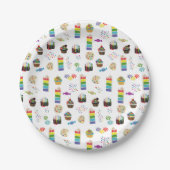 Farbenfrohe Rainbow Cake Desserts & Sprinkles Must Pappteller (Vorderseite)