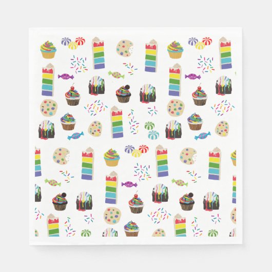 Farbenfrohe Rainbow Cake Desserts & Sprinkles Must Serviette (Vorderseite)