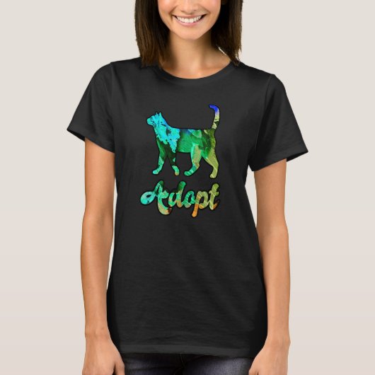 Farbenfrohe Rainbow Cat Adoption T-Shirt (Vorderseite)