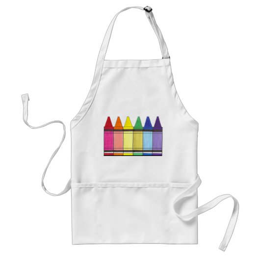 Farbenfrohe Rainbow Crayons Art Supply Teacher Pre Schürze (Vorne)