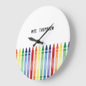 Farbenfrohe Rainbow Crayons Lehrer Wertschätzung Große Wanduhr (Winkel)