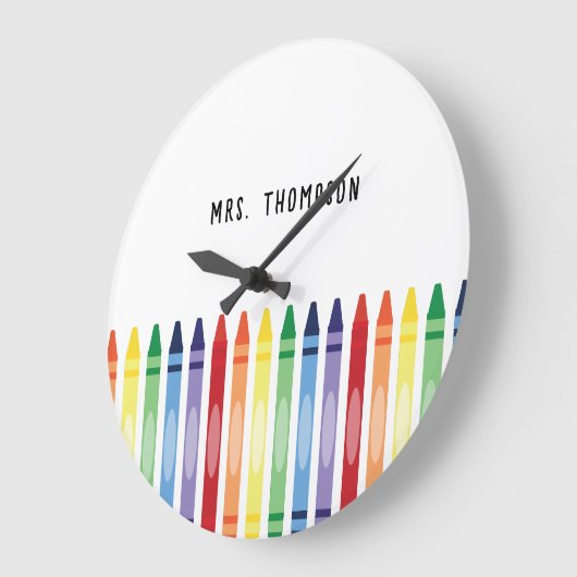 Farbenfrohe Rainbow Crayons Lehrer Wertschätzung Große Wanduhr (Winkel)