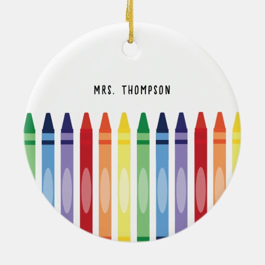 Farbenfrohe Rainbow Crayons Lehrer Wertschätzung Keramik Ornament (Hinten)