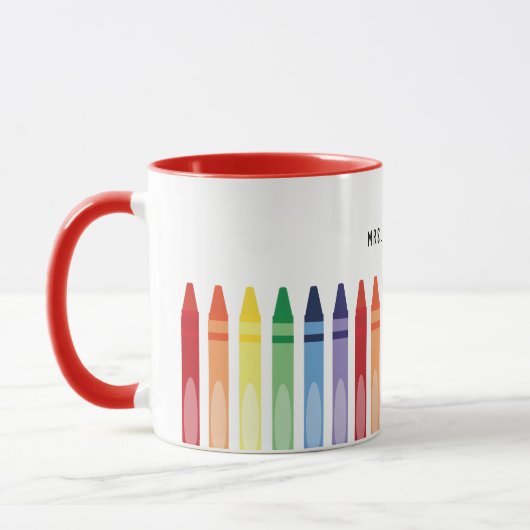 Farbenfrohe Rainbow Crayons Lehrer Wertschätzung Tasse (Links)