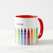 Farbenfrohe Rainbow Crayons Lehrer Wertschätzung Tasse (VorderseiteRechts)