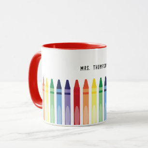 Farbenfrohe Rainbow Crayons Lehrer Wertschätzung Tasse
