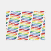 Farbenfrohe Rainbow Crayons Muster Fleecedecke (Vorderseite (Horizontal))