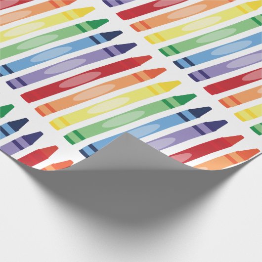 Farbenfrohe Rainbow Crayons Muster Geschenkpapier (Ecke)