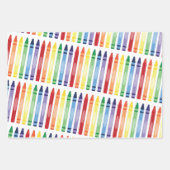 Farbenfrohe Rainbow Crayons Muster Geschenkpapier Set (Vorderseite 3)