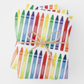 Farbenfrohe Rainbow Crayons Muster Geschenkpapier Set (Beispiel)
