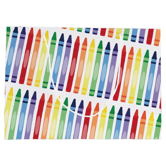Farbenfrohe Rainbow Crayons Muster Große Geschenktüte (Rückseite)