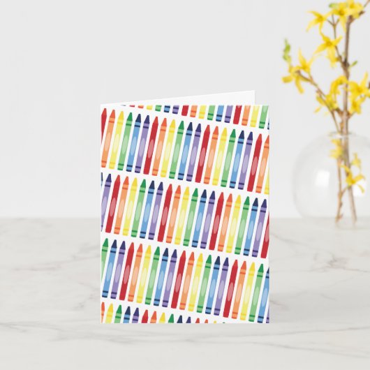 Farbenfrohe Rainbow Crayons Muster Karte (Gelbe Blume)