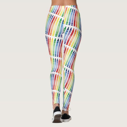 Farbenfrohe Rainbow Crayons Muster Leggings (Rückseite)