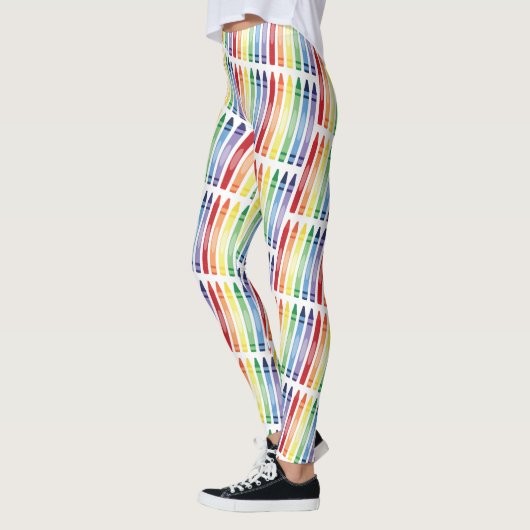 Farbenfrohe Rainbow Crayons Muster Leggings (Links)