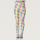 Farbenfrohe Rainbow Crayons Muster Leggings (Vorderseite)