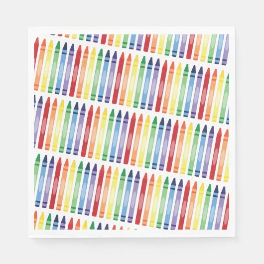 Farbenfrohe Rainbow Crayons Muster Serviette (Vorderseite)
