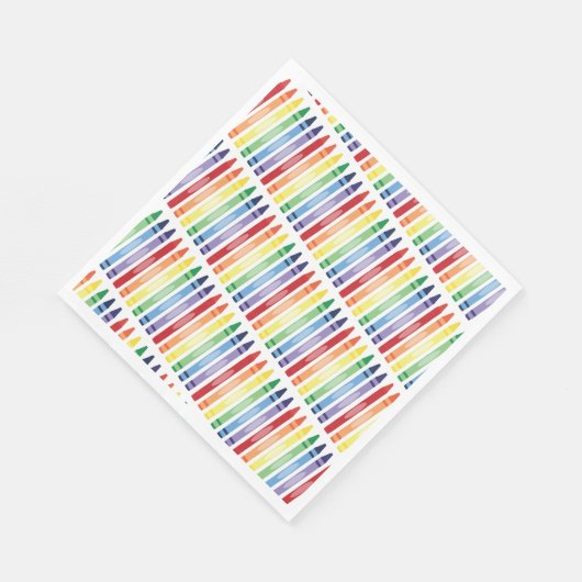 Farbenfrohe Rainbow Crayons Muster Serviette (Ecke)