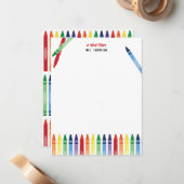 Farbenfrohe Rainbow Crayons Niedlich Lehrer Wertsc Mitteilungskarte (Vorderseite/Rückseite Beispiel)