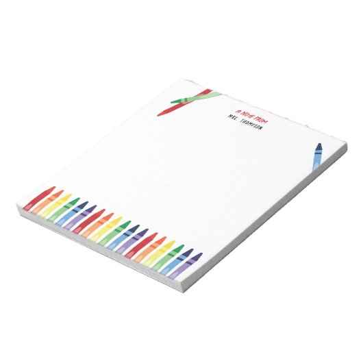 Farbenfrohe Rainbow Crayons Niedlich Lehrer Wertsc Notizblock (Rotiert)