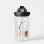 Farbenfrohe Rainbow Crayons Niedlich Monogram Scho Trinkflasche (Vorne)