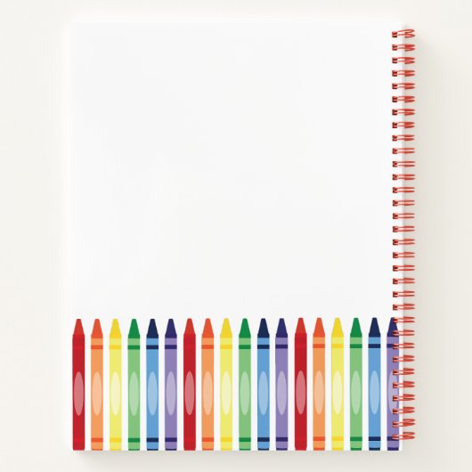 Farbenfrohe Rainbow Crayons Niedlich Monogram Sket Notizblock (Rückseite)