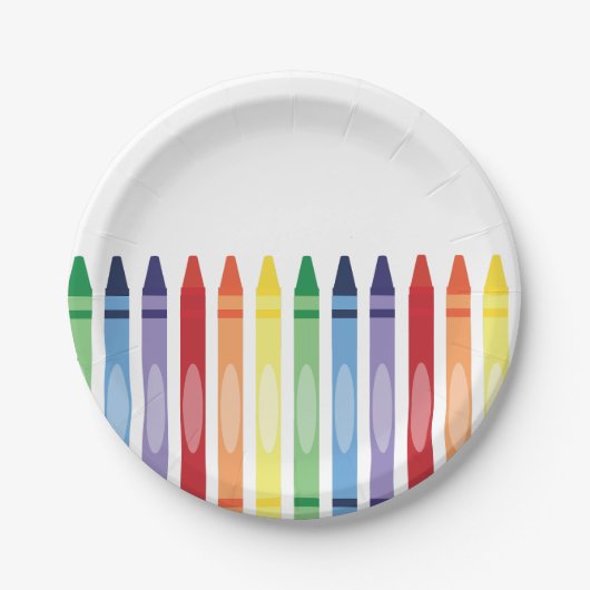 Farbenfrohe Rainbow Crayons Pappteller (Vorderseite)