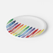 Farbenfrohe Rainbow Crayons Pappteller (Schrägansicht)