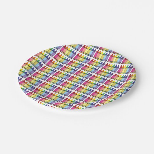 Farbenfrohe Rainbow Crayons Teller (Schrägansicht)