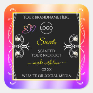Farbenfrohe Rainbow-Dekorschmuck-Logo-Label und Sc Quadratischer Aufkleber