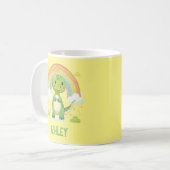 Farbenfrohe Rainbow-Dino mit Kindernamen Kaffeetasse (Vorderseite Links)