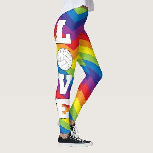 Farbenfrohe Rainbow-farbene Volleyball-Liebe Leggi Leggings (Rechts)